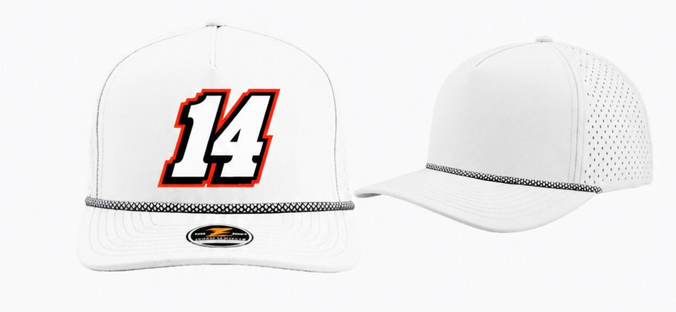 14 Blackhawk White Patch Hat W/ Black Rope